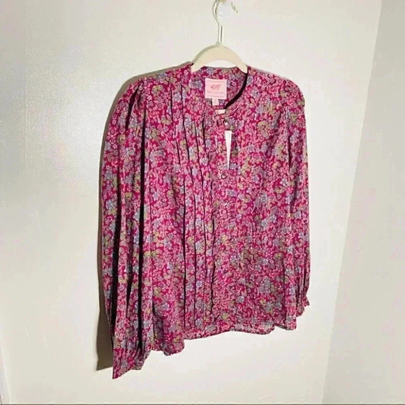 NEW Banjanan Jennifer Shirt Hedgehog Boysenberry Floral Bohemian Cottagecore - Picture 4 of 8